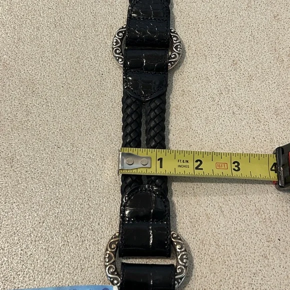 Brighton Black Leather Belt with Silver Plated Hardware Size 40 - Picture 9 of 10